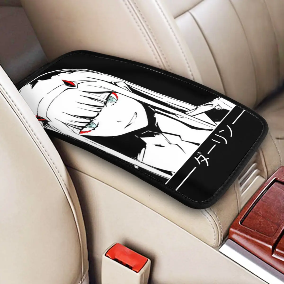 

Zero Two Darling In The Franxx Car Arm Rest Cover Mat Universal Leather Center Console Protective Cushion Pad Car Accessories