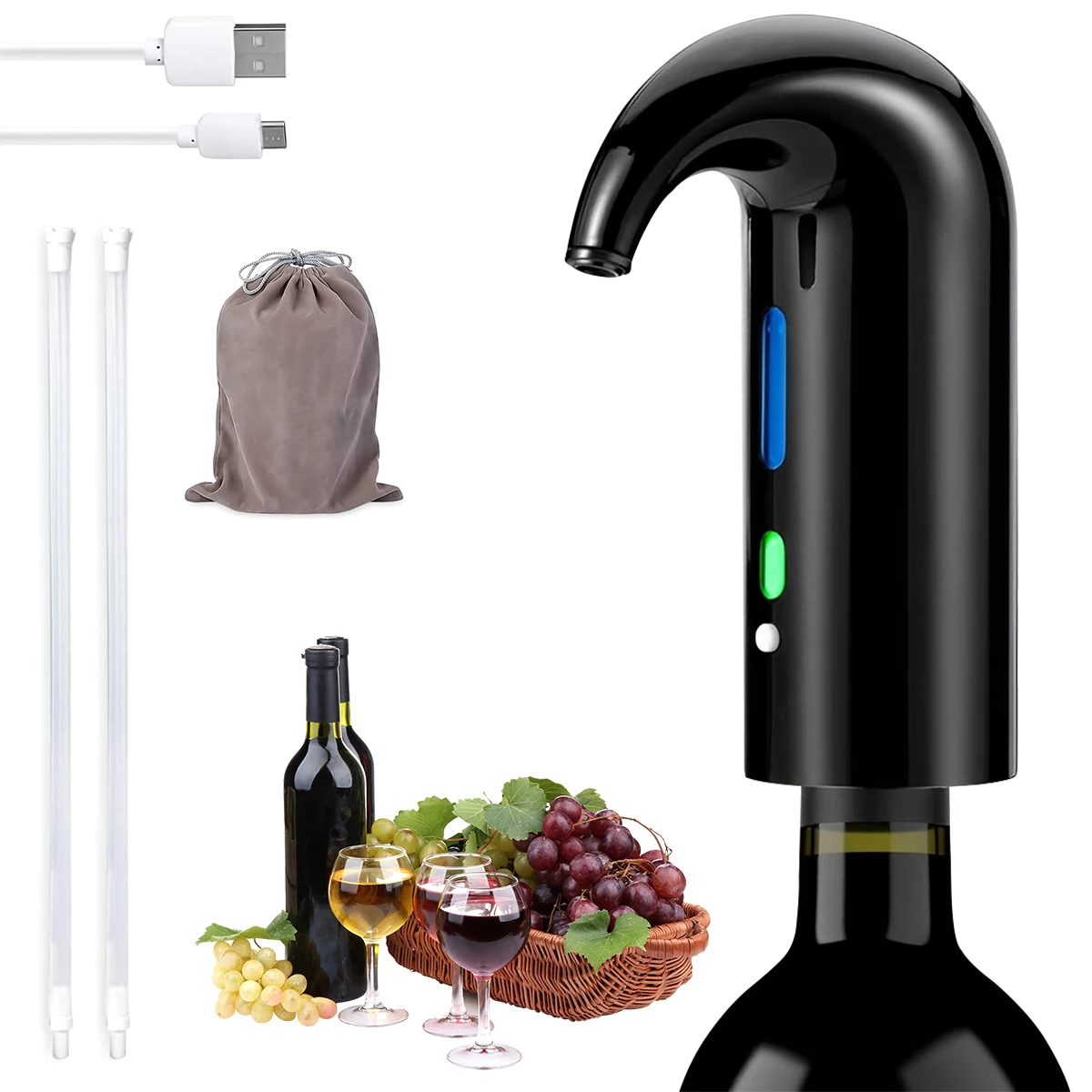 

Electric Wine Aerator USB Rechargeable Wine Aerator Pourer Wine Decanter Pump Dispenser Automatic Wine Oxidizer Dispenser