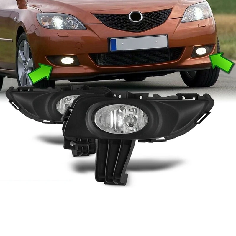 

Car Replacement Fog Lights + Wiring Kit Clear Lens For Mazda 3 M3 2004-2006 BS1C-51-690 BS1C-51-680