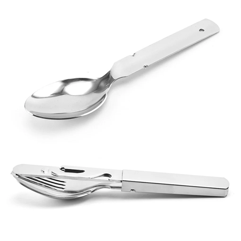 

3 Pieces Camping Tableware with Bottle Opener Portable Picnic Dinnerware Spoon Fork Campers Lunch Eating Supplies Presents
