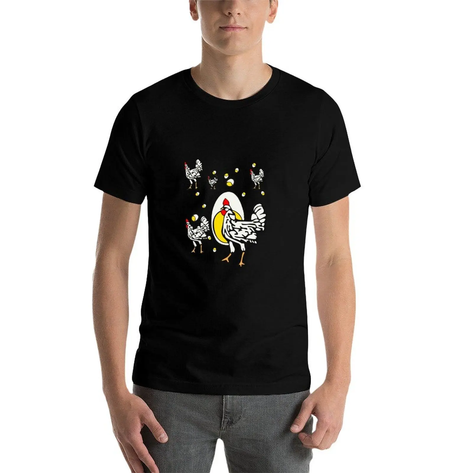 Фото Футболка Roseanne Chickens Essential, мужская футболка из 100% хлопка, мужская футболка с графическим рисунком, хлопковые футболки высокого качества, футболка высокого качества №3