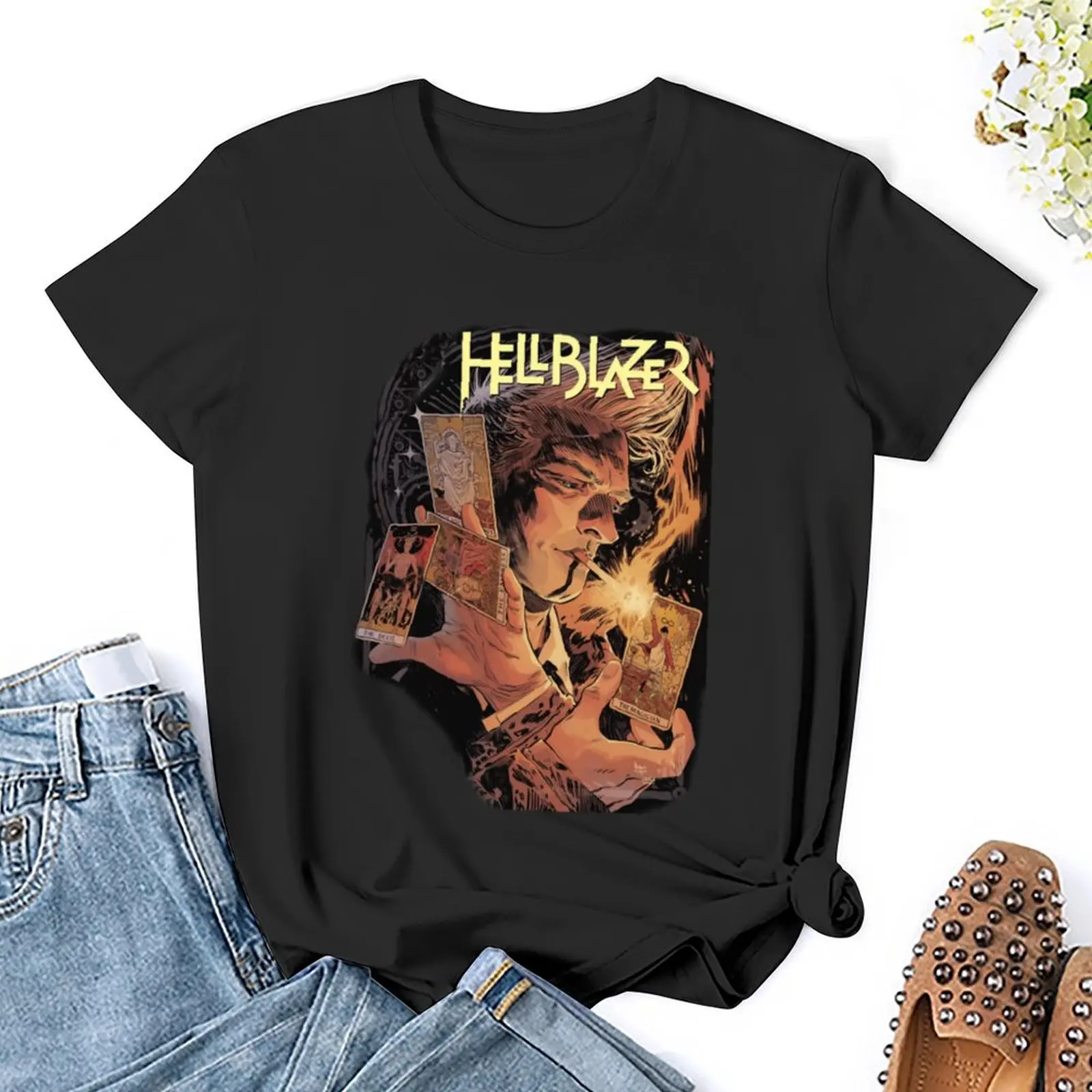 Hellblazer для фанатов футболка женские модные футболки в Корейском стиле с коротким