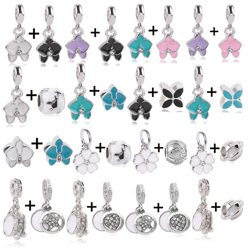 

2Pcs/Lot Spring Style Enamel Daisies Charms Beads Heart Pendant Fit Original Brand Bracelets Necklaces For Women Jewelry Gift