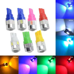 10X Ксеноновые белые, синие, красные, зеленые, желтые 6SMD 5630 линзы клиновидные Твердые резервные лампы боковой маркер парковочный задний светильник авто Led Cob светильник