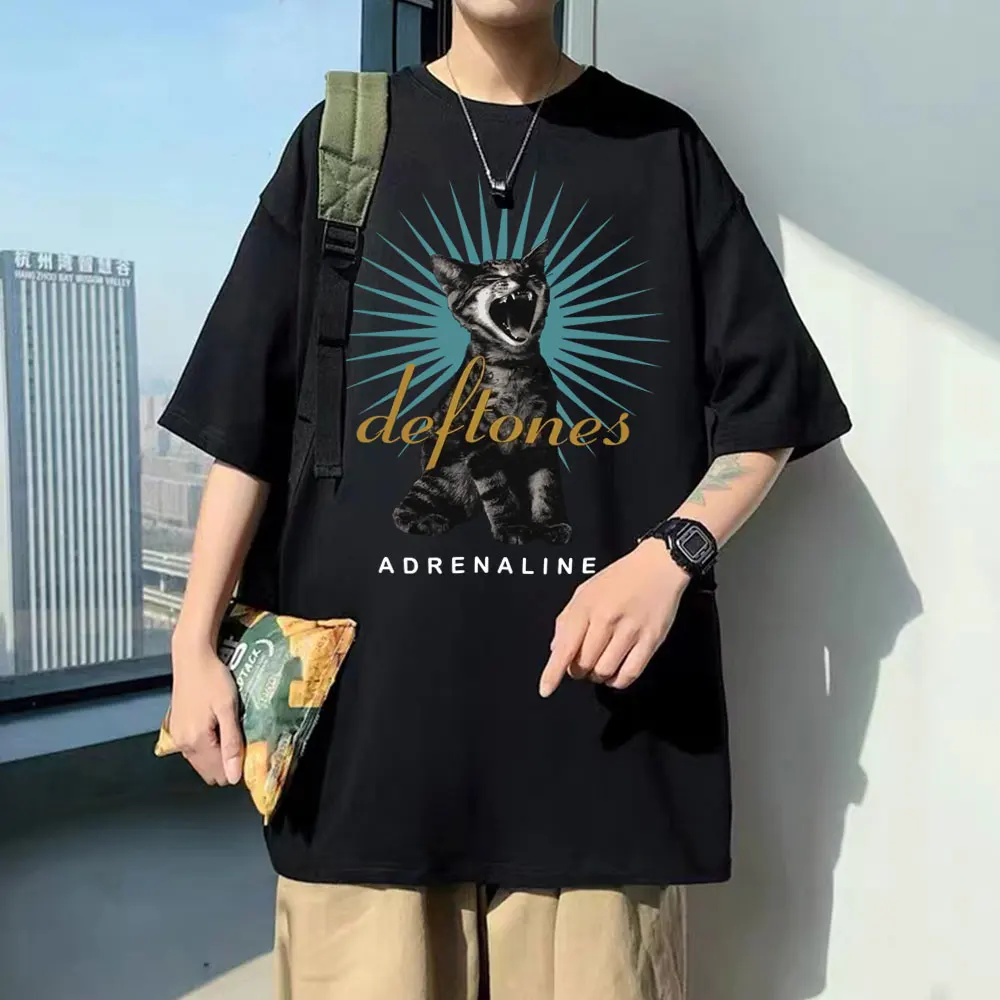

Deftones Music Album T-shirt Man Hip Hop Rock Tee Mens Streetwear Men Women Cool Black Cat Print Tshirt Casual Cotton T Shirt