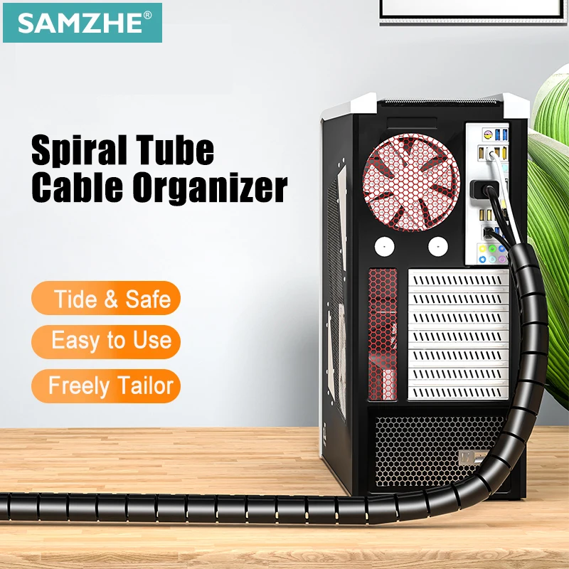 

SAMZHE Cable Holder Organizer 1.5m Length Flexible Spiral Tube Cable Organizer Wire Management Cord Protector Cable Winder