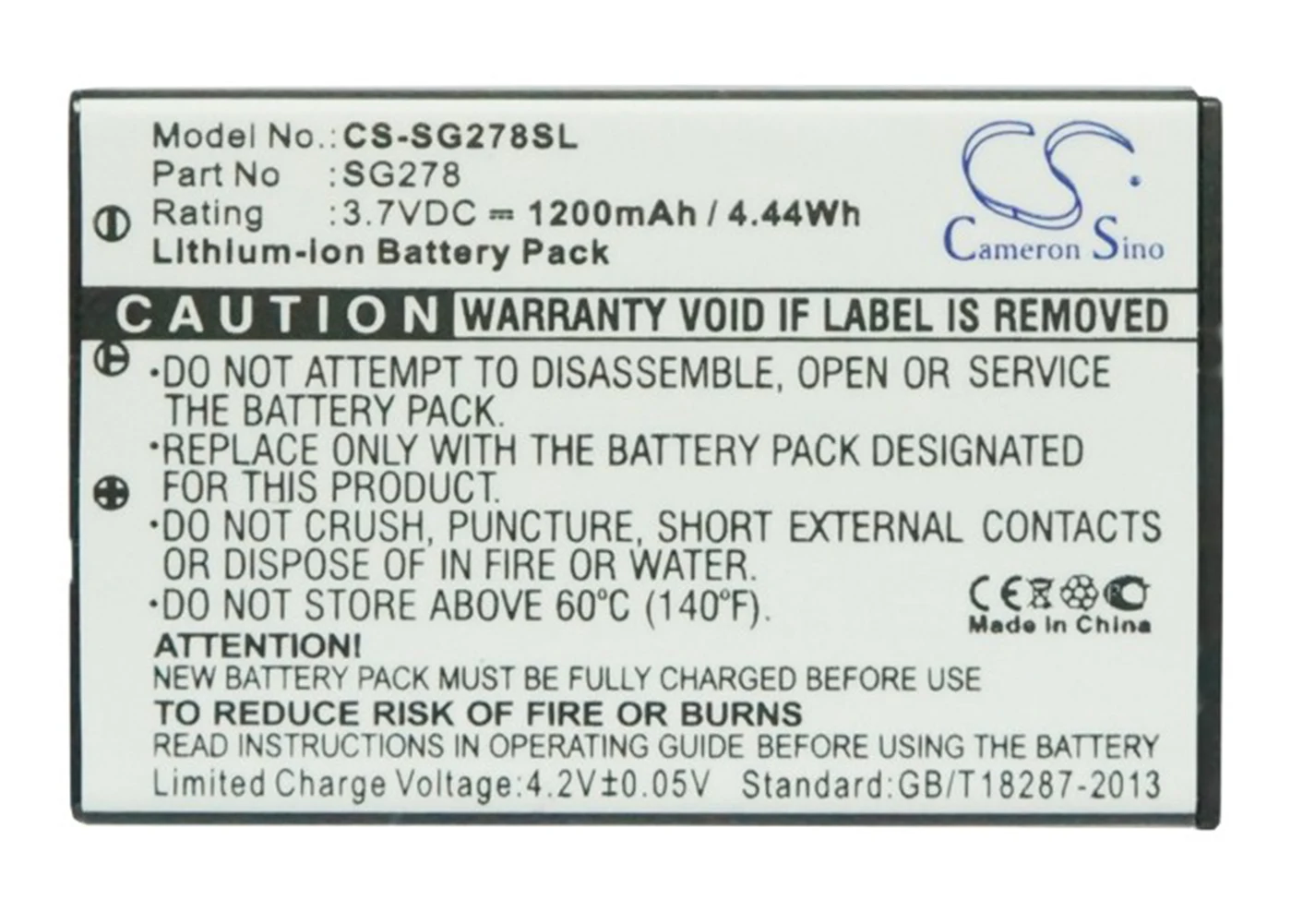 

Cameron Sino 1200mA Battery for Zycast SG-278