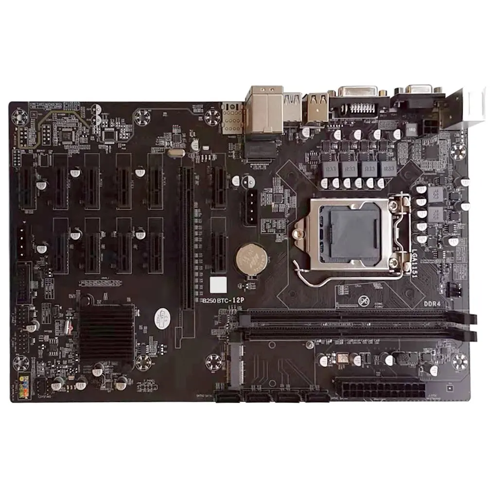 

Материнская плата 12 PCIE Mining Rig BTC ETH для майнинга B250 LGA1151 USB3.0 SATA3 для B250 B250M DDR4