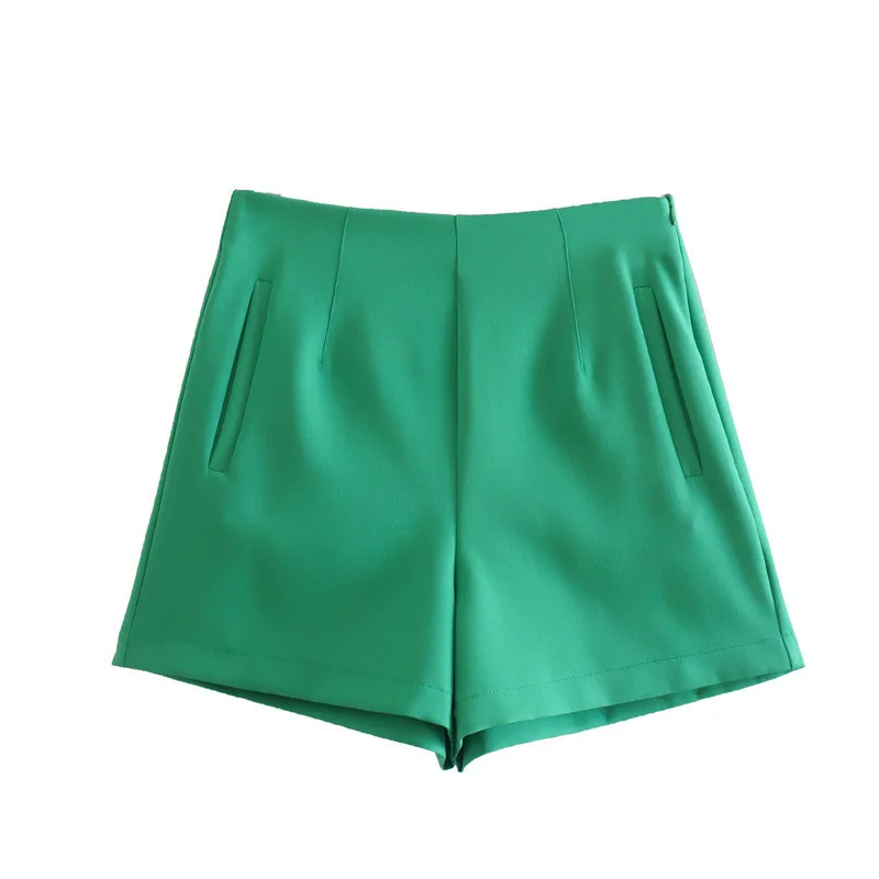 RDMQ 2023 Women Spring Fashion With Front Welt Pockets Bermuda Shorts Vintage High Waist Side Zipper Female Short Pants Mujer