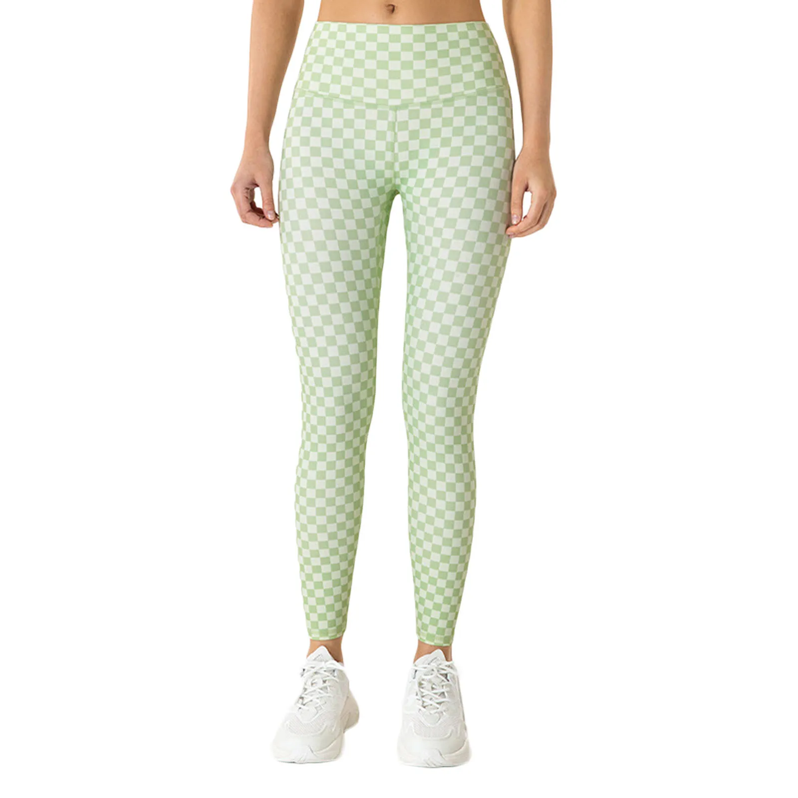 

Women Plaid Pattern Yoga Leggings High Elastic Waist Daily Work Out Tight Fitting Pants Warm Stretch Tights