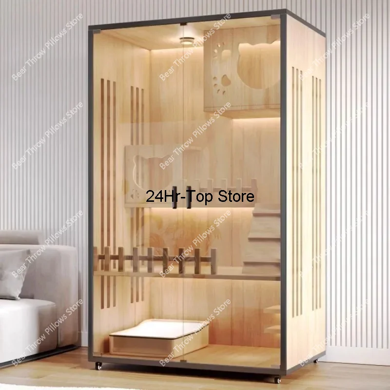 Деревянная клетка для кошек домашняя Удобная домашних животных большой дом с