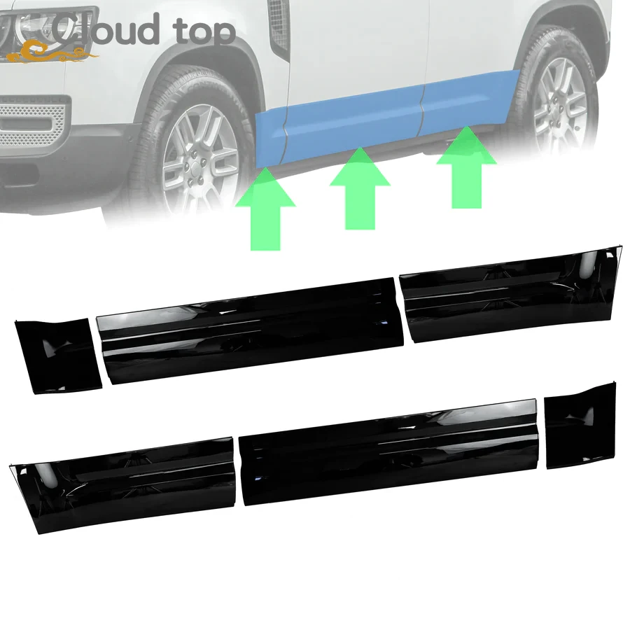 

Глянцевая черная обшивка двери, боковые юбки, комплект для губ для Land Rover Defender 90 110 2020-2024, аксессуары