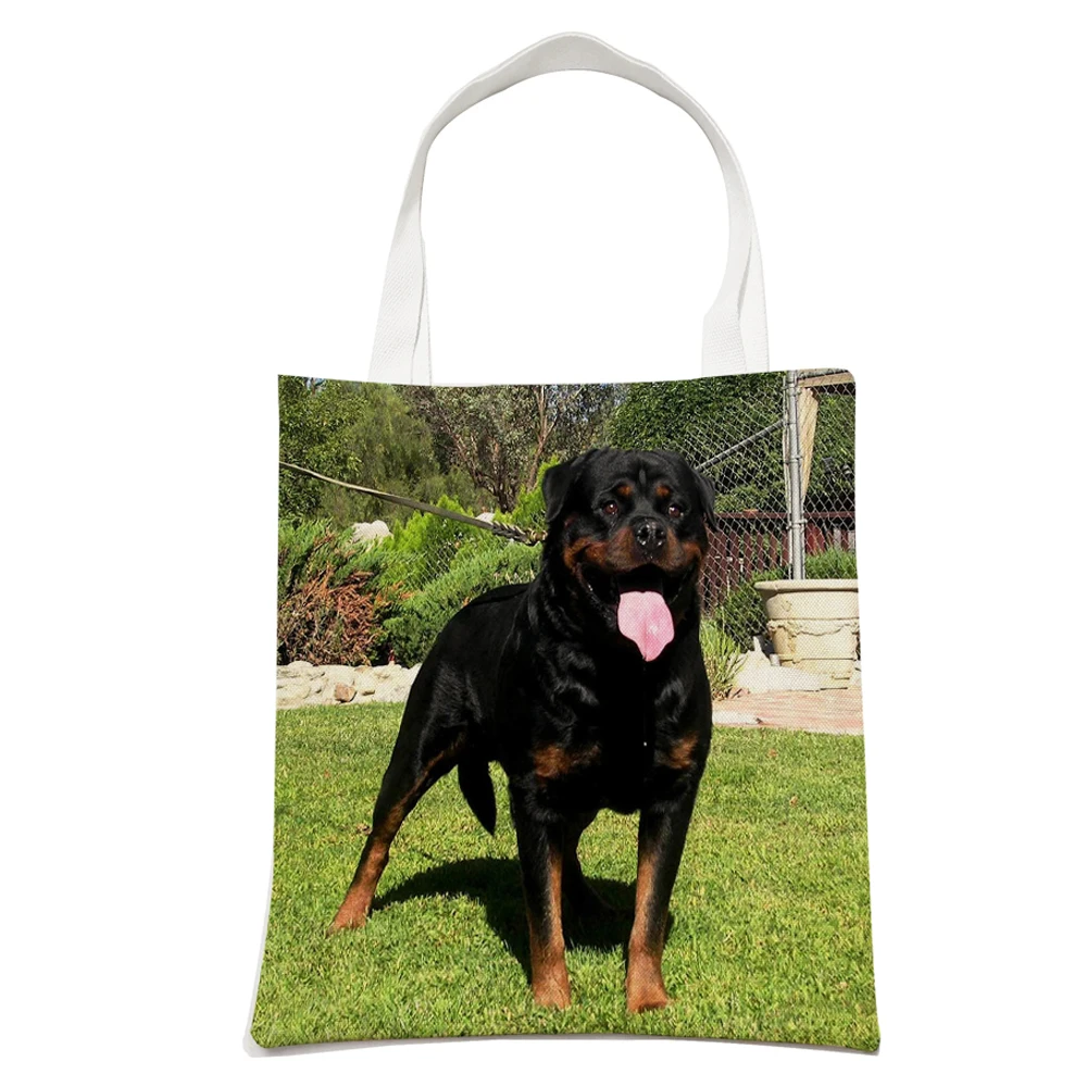 Сумка-тоут женская Двусторонняя холщовая с принтом животного |