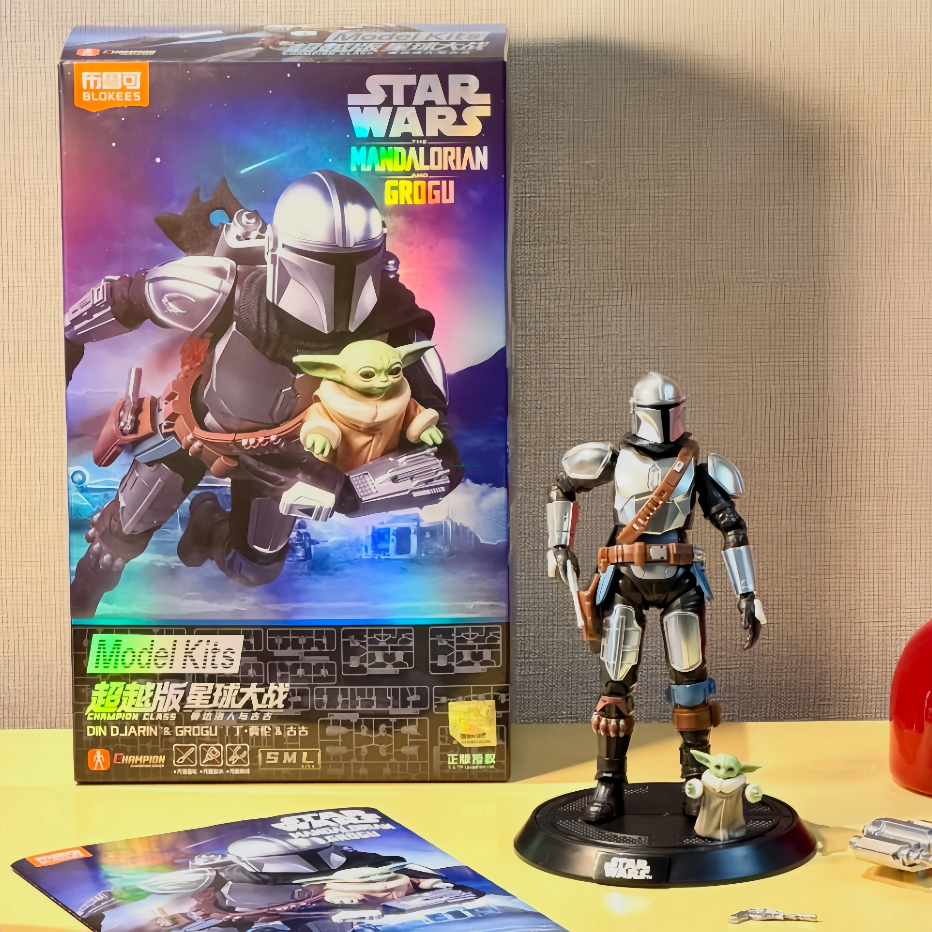 Коллекционная фигурка Blokees Star Wars: Чемпион Дин Джарин и Грогу, предварительно окрашенная, подвижная, для самостоятельной сборки, настольный декор, подарок (art.: 3920dcab48852) - 3920dcab48852