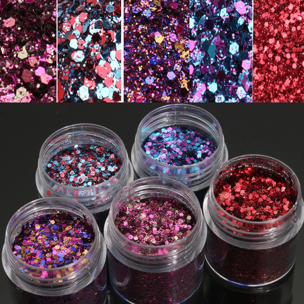 

Nail Glitter Color Mix 1Box Sparkles Dust Champagne Rose Powder Sequins Nail Shiny Makeup Face Body Glitters Powder 3D Nail Art