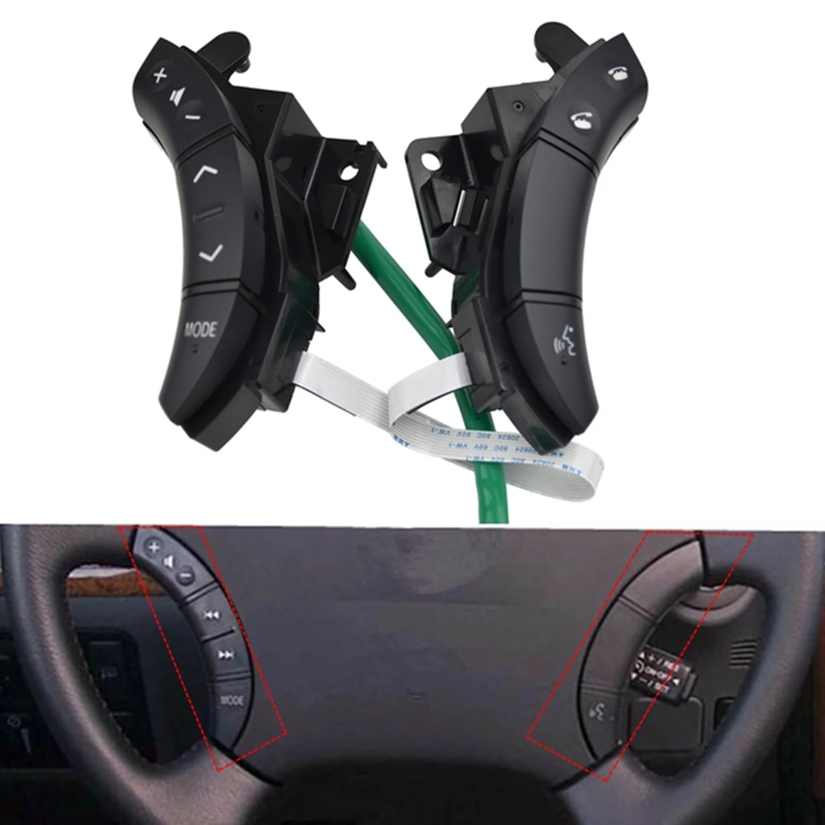 

1Pair Car-Styling Multifunction Steering Wheel Control Switch Button for Toyota Highlander Land Cruiser GX470 Black