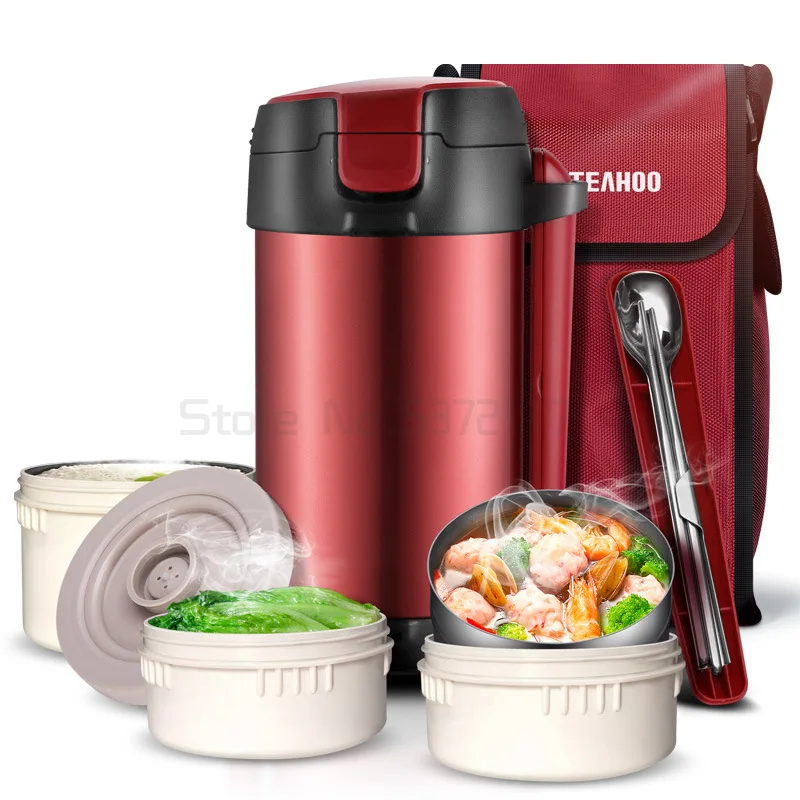 

Ланч-бокс из нержавеющей стали с изоляцией, 3-уровневый бэнто-бокс для студентов и взрослых, вакуумная изоляция, 12 часов на зиму