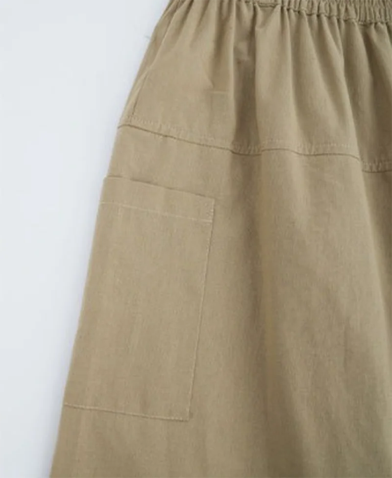 Женская Юбка-миди с естественной талией черная или цвета хаки свободная