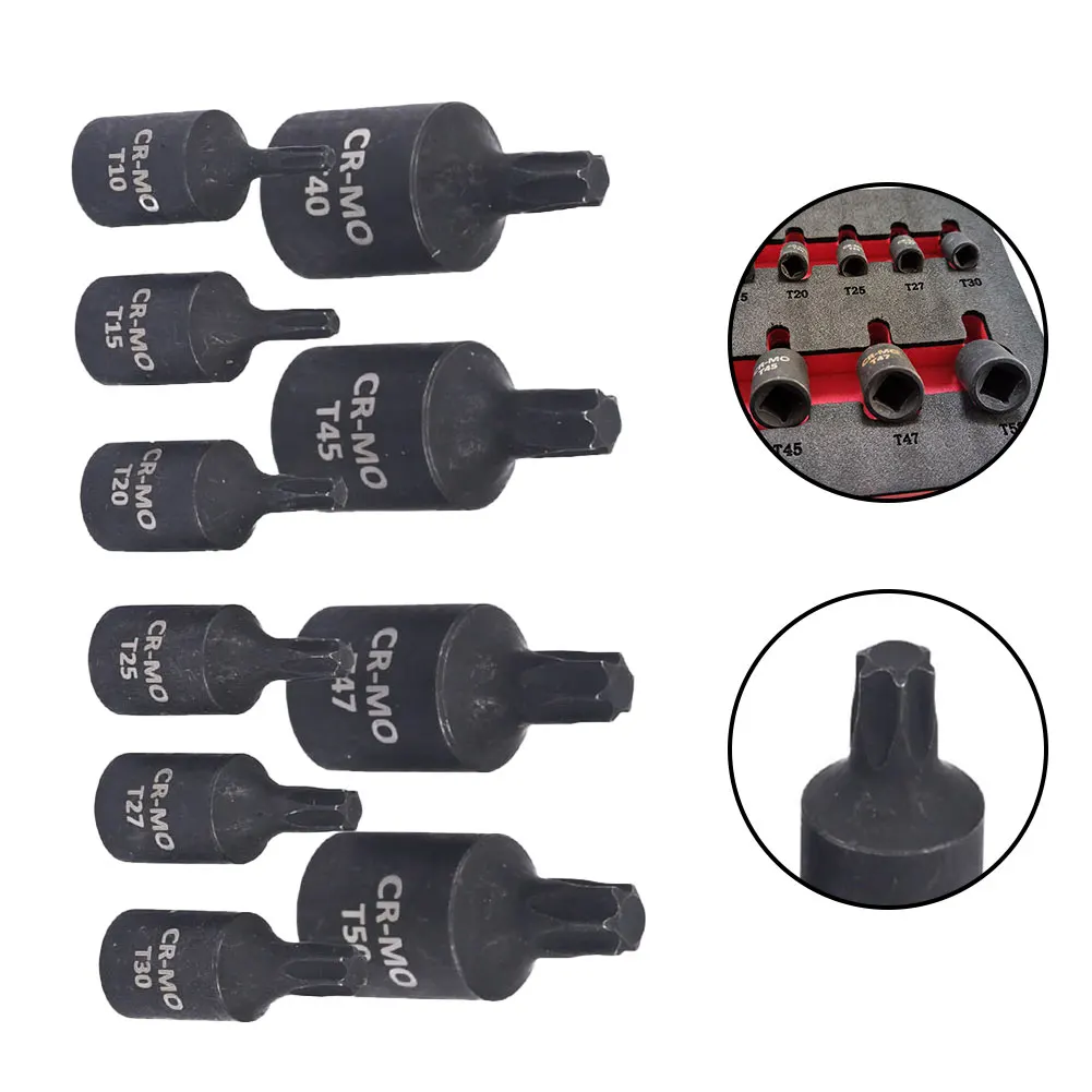 

Black For Factory Torx Bit Socket Hex Screwdriver Bit T10-T50 Torx Bit Socket 1/4 3/8 Inch Chrome Vanadium Steel