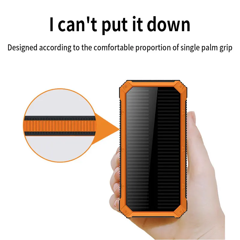 80000mAh Solar Power Bank 2USB Fast Charging External Battery Waterproof Portable External Charger Flashlight for iPhone Xiaomi