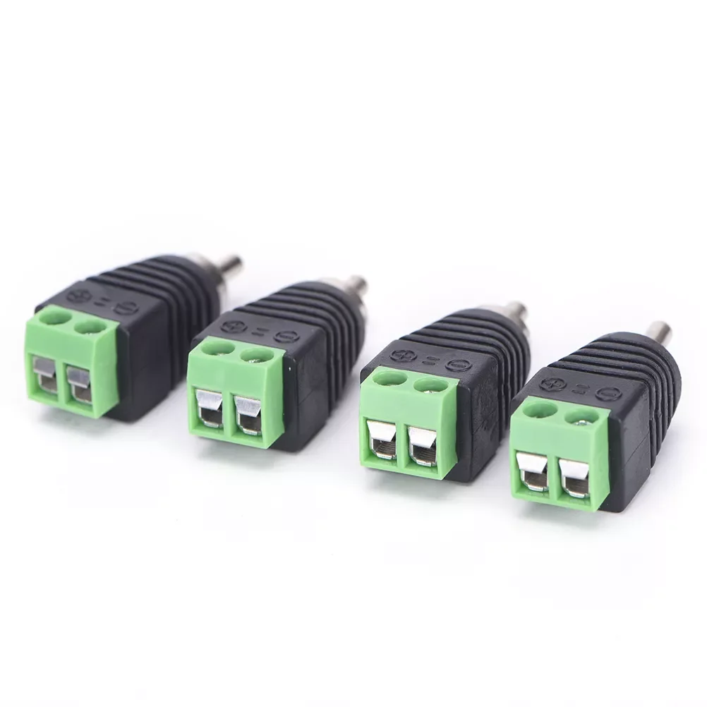 

New in CCTV Phono RCA Male Plug TO AV Terminal Connector Video AV Speaker Wire cable to Audio Male RCA Connector Adapter tuya In