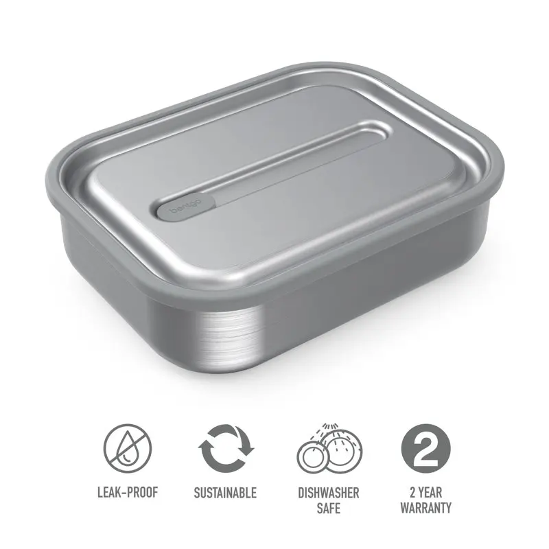

Stainless Steel 5-Cup Capacity Bento-Style Lunch Box - Removable Divider, Sustainable, Odor and Stain Resistant for On-the-Go Ba