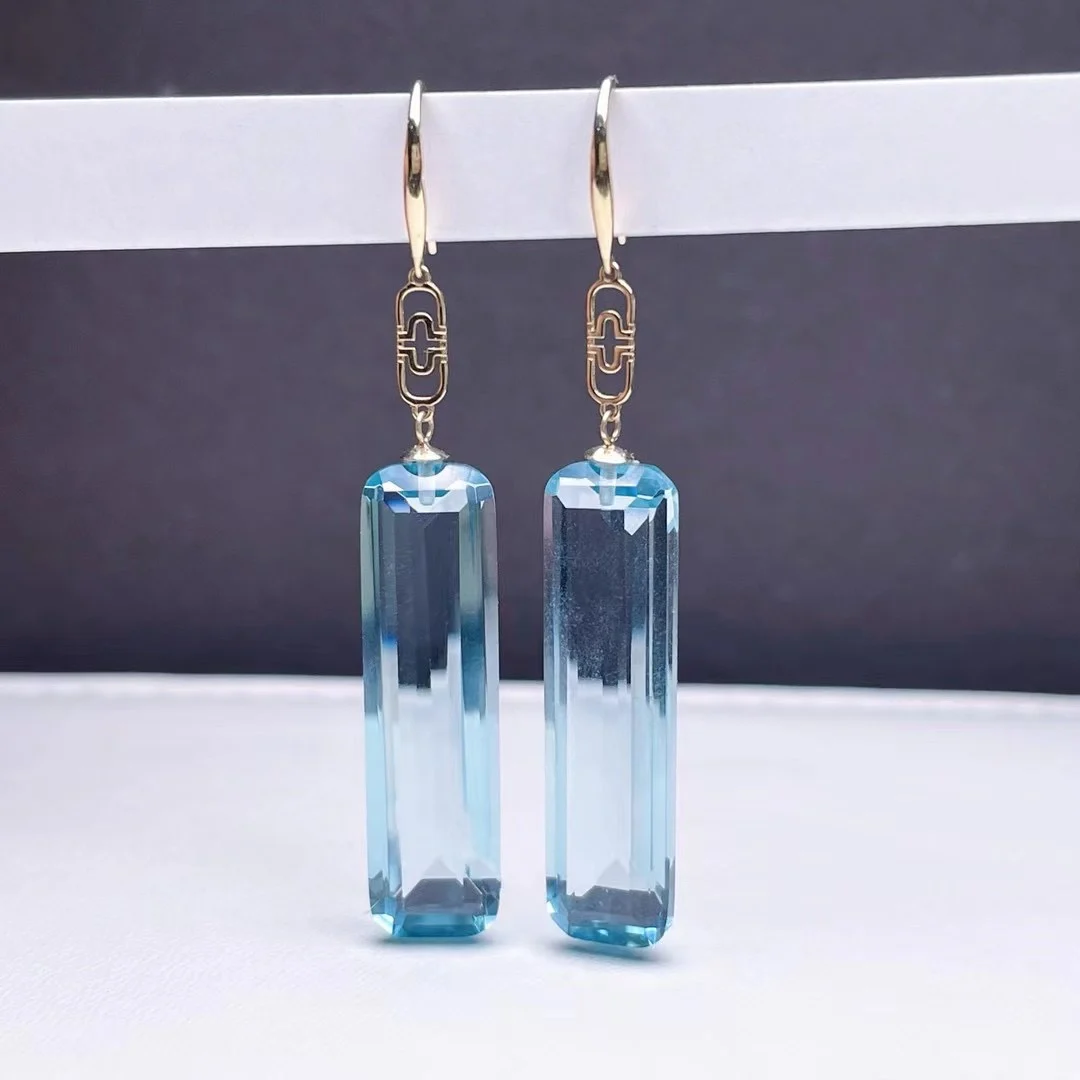 

Shilovem 18k желтое золото, пьезоэлектрические аквамариновые серьги, Изящные Ювелирные изделия для женщин, модное свадебное ожерелье без кольца myme083055844a