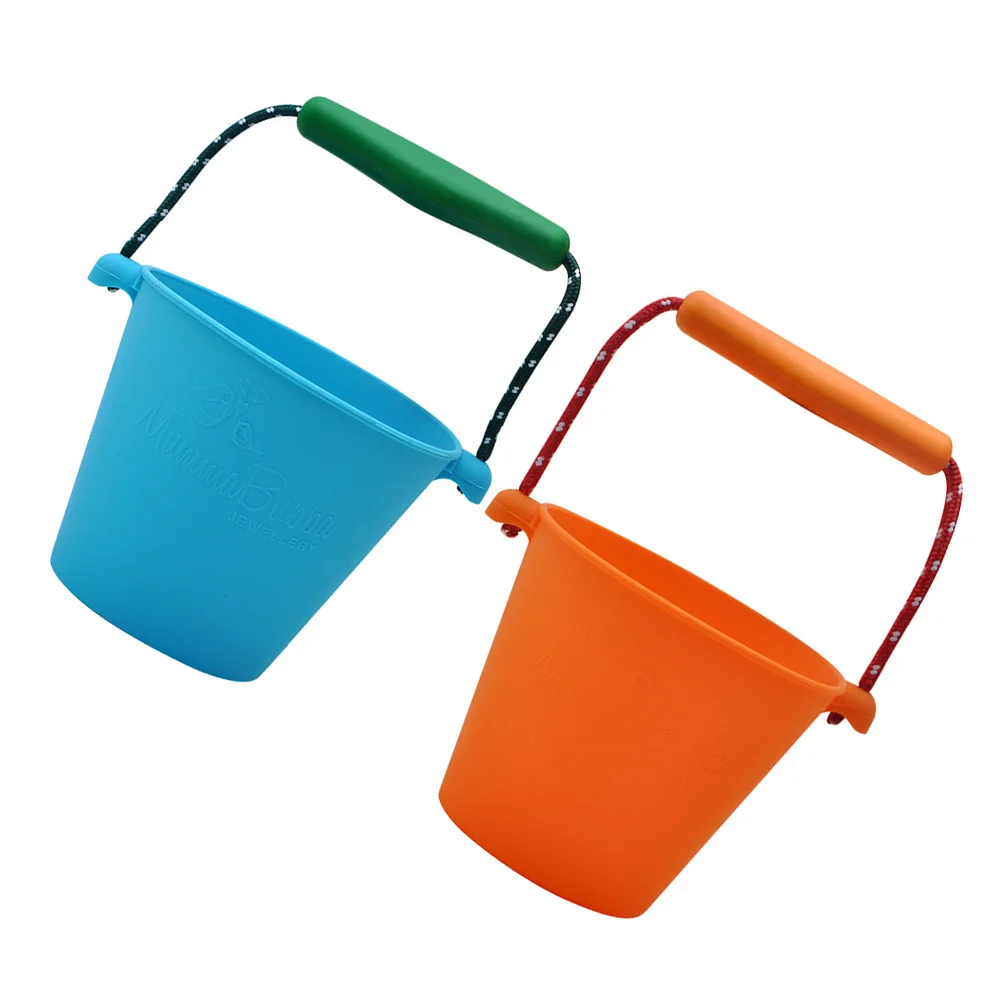 

2 Pcs Silicone Beach Bucket Outdoor Water Buckets Toys Kids Small Collapsible Toddler Multi-function Portable Folding