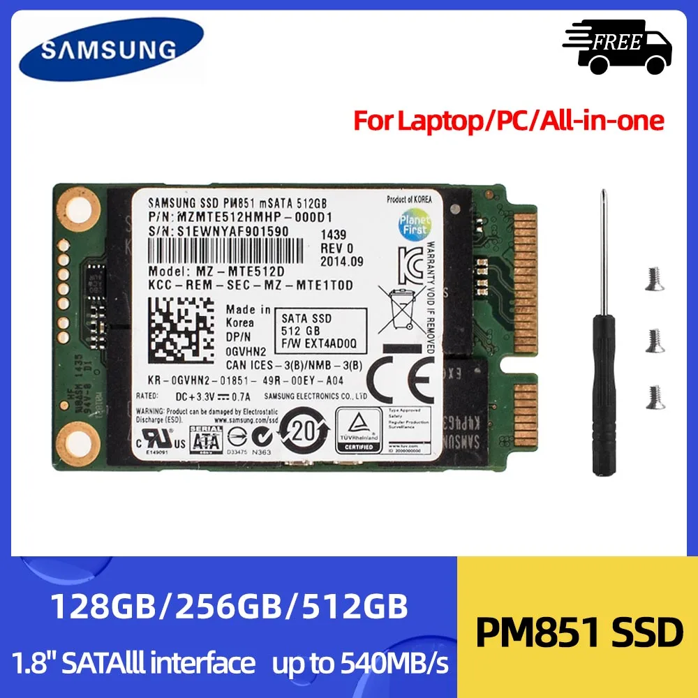 Внутренний твердотельный накопитель SAMSUNG PM851 mSATA SSD 512 ГБ 256 128 внутренний 1 8 дюйма