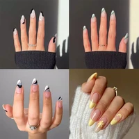 24pcsbox detachable almond false nails wearable french fake nails full cover nail tips press on nails nail art tools