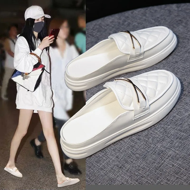

women Half slippers wear new Baotou small white lazy shoes summer sandals out net red flat shoes fashion shoes slippers