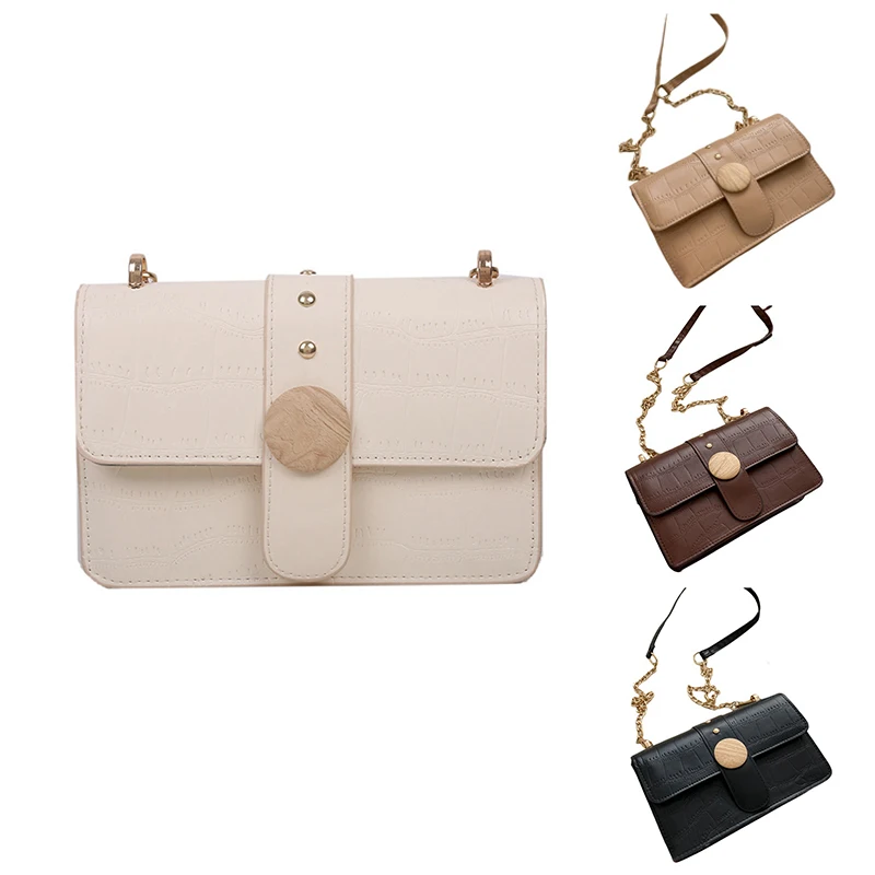 

New Trendy Fashion Stone Pattern Diagonal Bag Autumn Simple Small Square Bag Textured Shoulder Bag