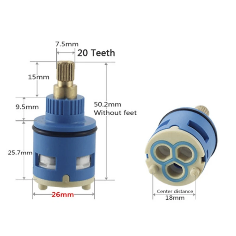 

26 мм смеситель для душа, керамическая катушка/разбрызгиватель для душа, водоотделитель, 2 отверстия, переходной клапан, сердечник/аксессуары для ванной комнаты, фитинги