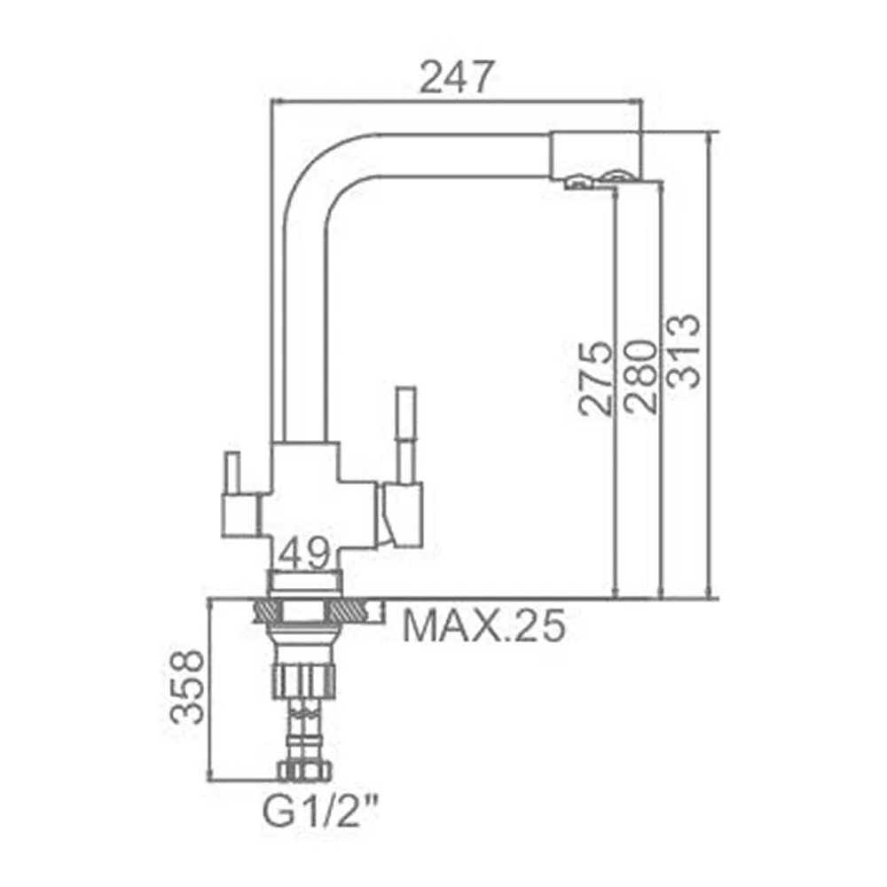 Смеситель для кухни (мойки) LEDEME L4055B-3 однорычажный черный |
