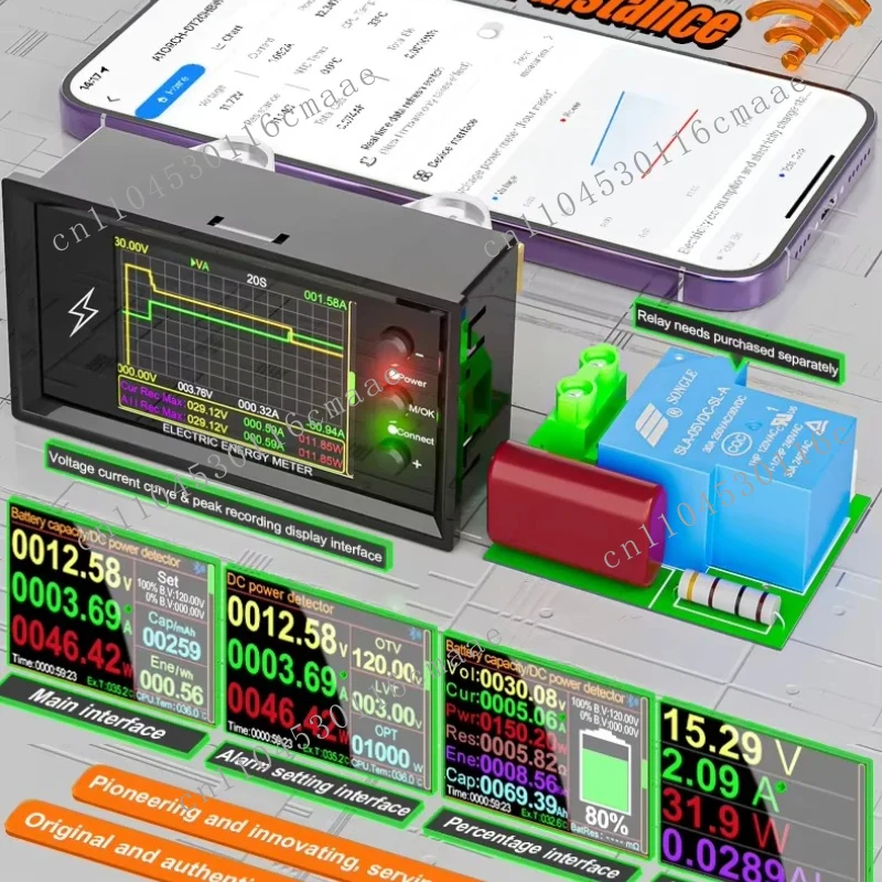 Фото ATORCH 0-420Volt Tuya WiFi Интеллектуальный тестер обнаружения емкости литиевой батареи DC Цифровой дисплей Ток Напряжение Кулон №3
