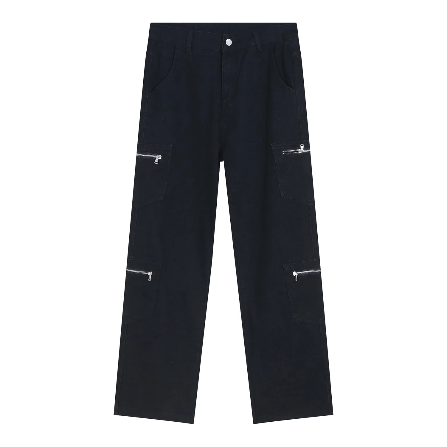 Four Seasons Men's Jeans Korean Style Fashion Tooling Straight Metal Zipper Jeans Men's Y2k Pants Streetwear Hip Hop Jeans JEANS