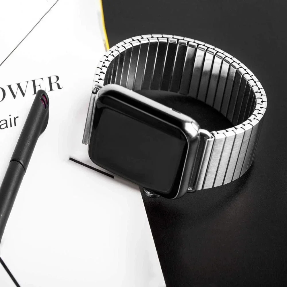 Роскошный ремешок из нержавеющей стали для Apple Watch 9 8 7 6 5 4 3 SE Модный металлический