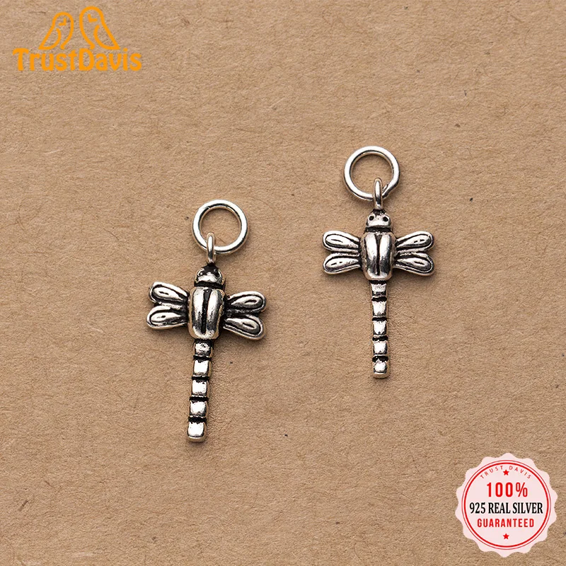 

TrustDavis Real 925 Sterling Silver Pendant Handmade DIY Necklace Bracelet Dragonfly Accessories For Women Jewelry Gift HY605