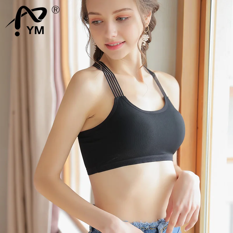 

New Youth bra underwear cross beautiful back strap tube top wrapped chest strap chest pad camisole training bras for girls
