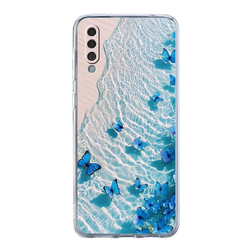 Чехол для Samsung A56 A36 A26 A16 A14 A12 A22 A32 5G A34 A42 A52 A54 A50 A70 A40 A20S A04S A06 Cover Blue Butterfly Ocean Waves (art.: 3920cf0acfcd2) - 3920cf0acfcd2