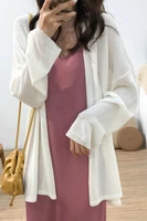 summer sunscreen cardigan womens korean version loose and lazy style ice silk cardigan women tops length outer shawl thin coat