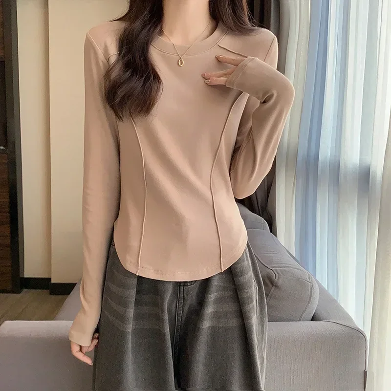 Женские новые дизайнерские футболки с рыбьей костью модные однотонные короткие