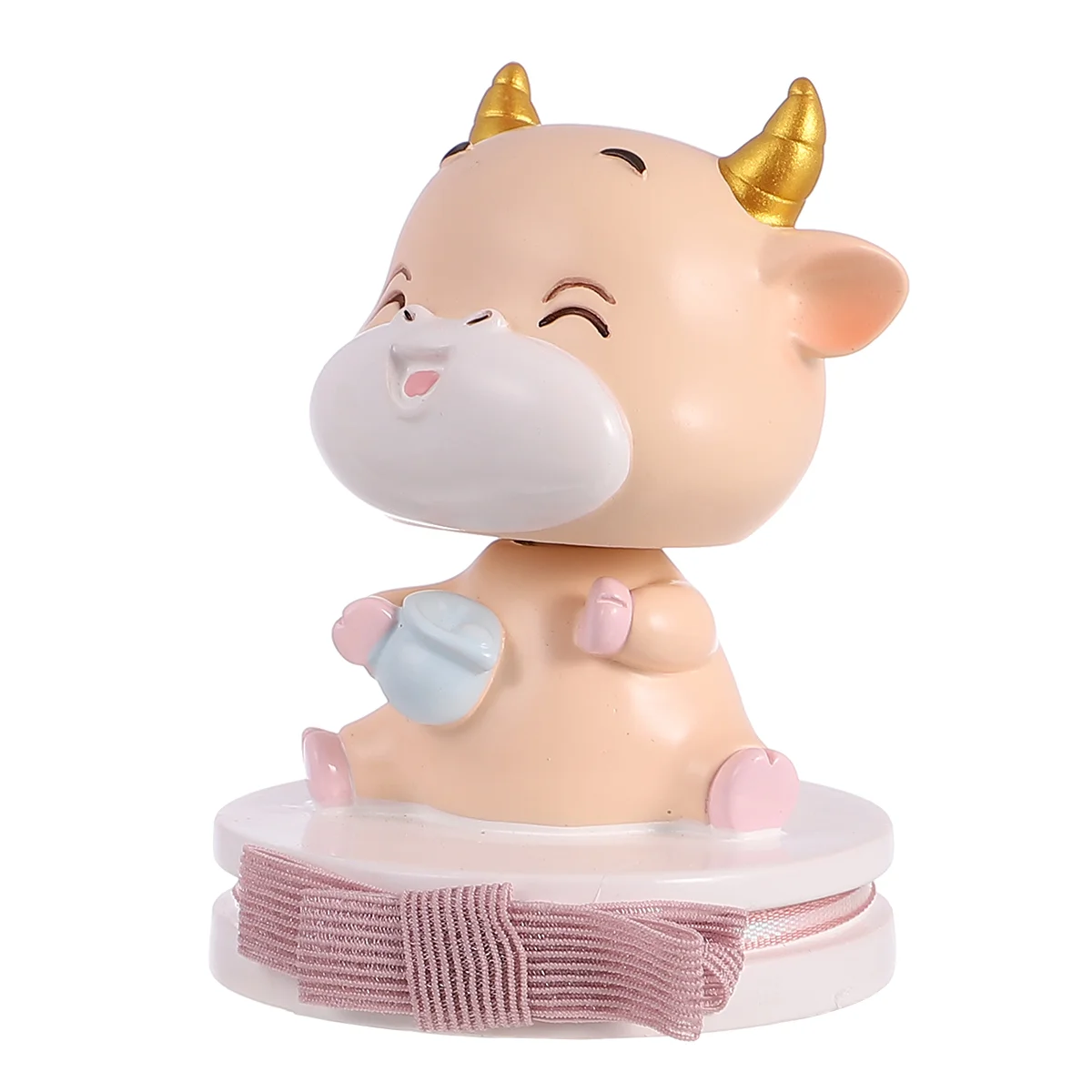 

Calf Car Shaking Head Ornament Dashboard Decoration Swing Desk Toy Dining Table Resin Desktop Statuette