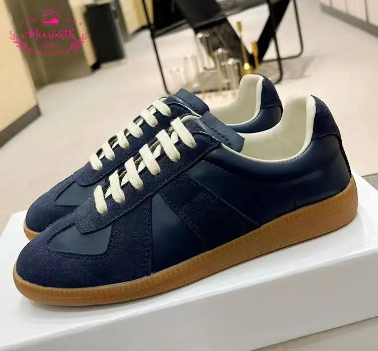 

Meariasth Spring Summer 2023 Women's Fashion Genuine Leather Casual Trainer Sneakers Comfortable Jogging Lace up Flat Shoes