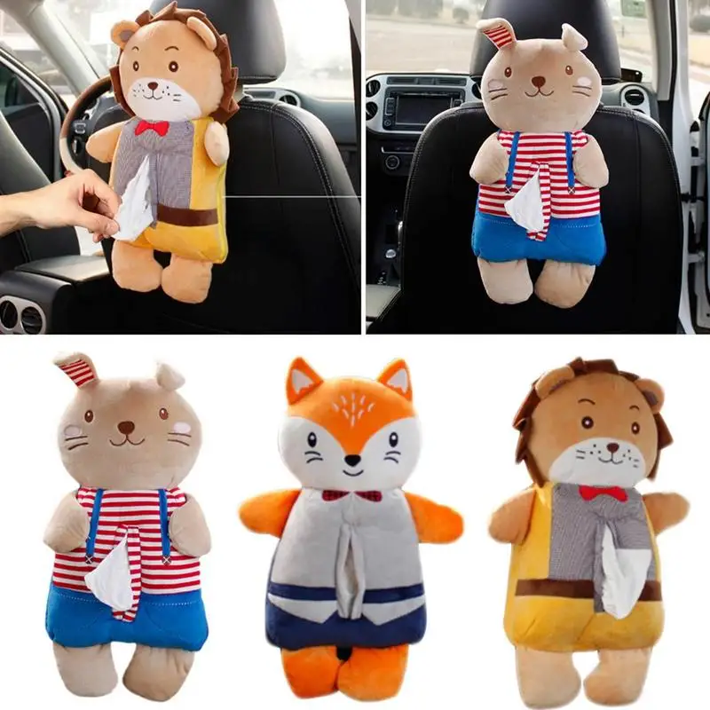 

Animal Tissue Box Cute Cartoon Animals Napkin Holder Multi-function Hanging Type Tissue Paper Holder Cover For Automobiles