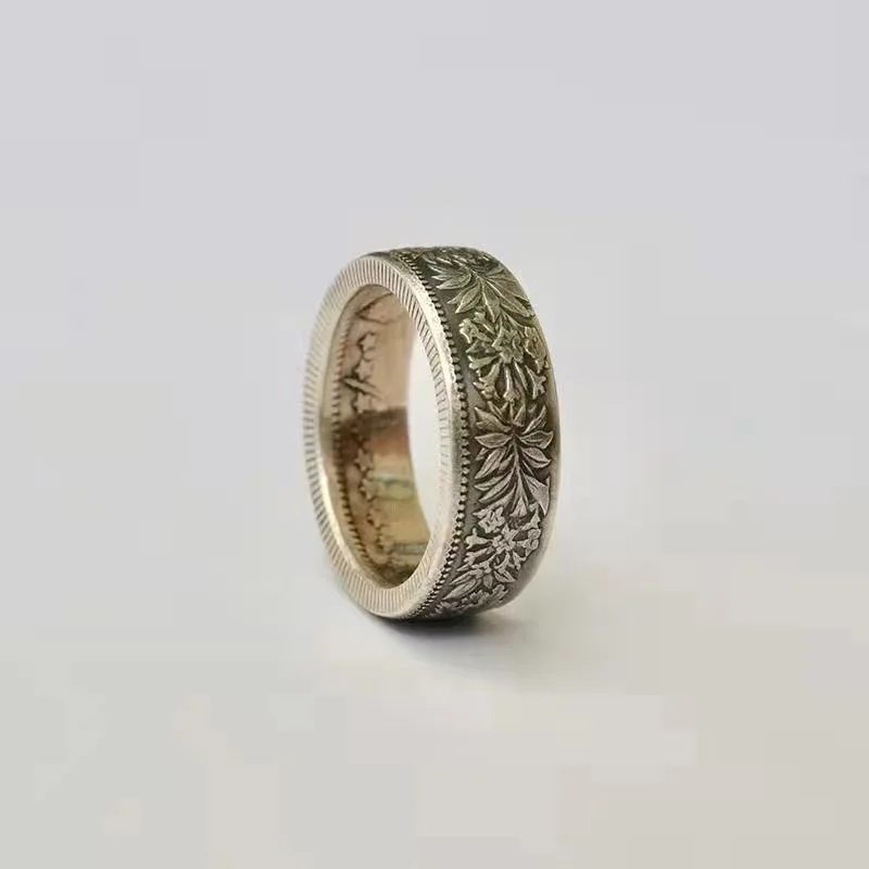 

Swiss 2 Franc Handmade Coin Rings with Edelweiss Pattern Rings Wide Edition Personalized Couple Friend Jewelry Gift