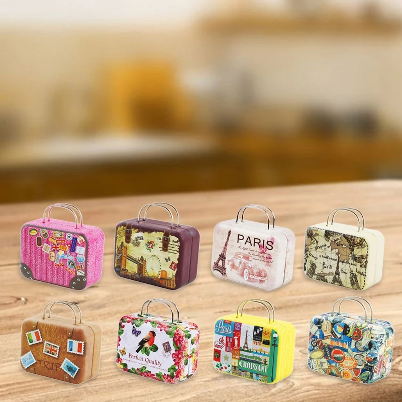 

Doll House Miniature Dollhouse Miniatures Craft Model Accessories Old Mini with Style Suitcase Dollhouse Accessories