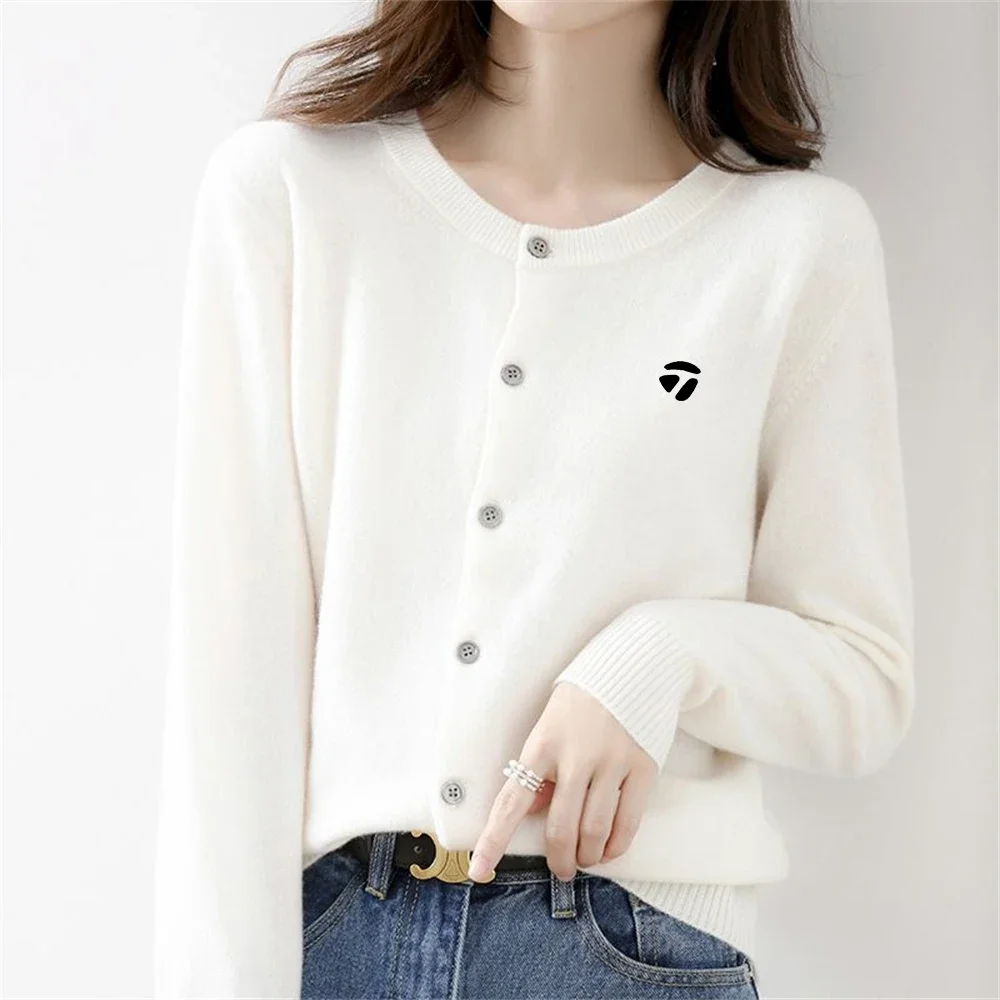 

Женская одежда для гольфа на весну и осень, новинка 2023, кардиган, свитер, женская спортивная одежда для гольфа для отдыха, вязаный свитер, пальто