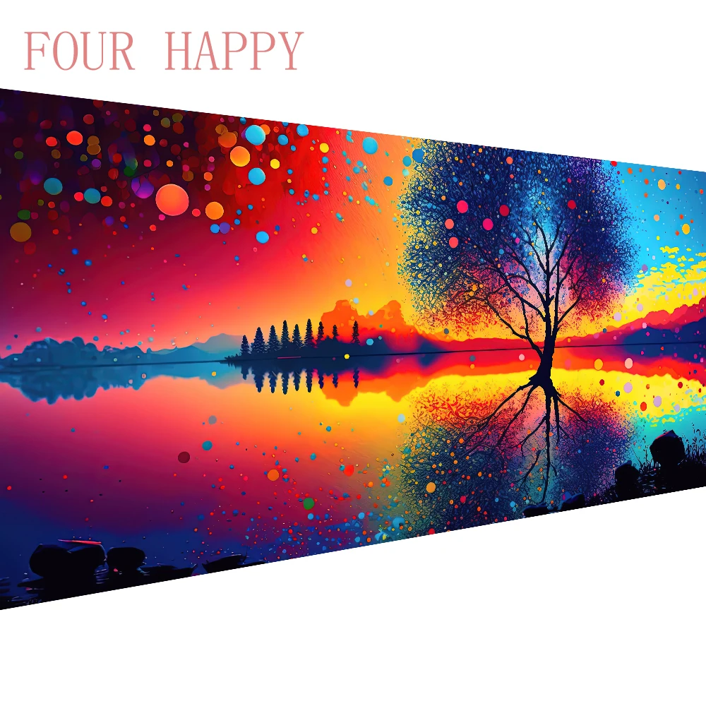 

5D DIY Large Diamond Painting, Cross Stitch, Wall Art, Hanging Painting, Full Round Drill, Embroidery for Home Decor, Landscape