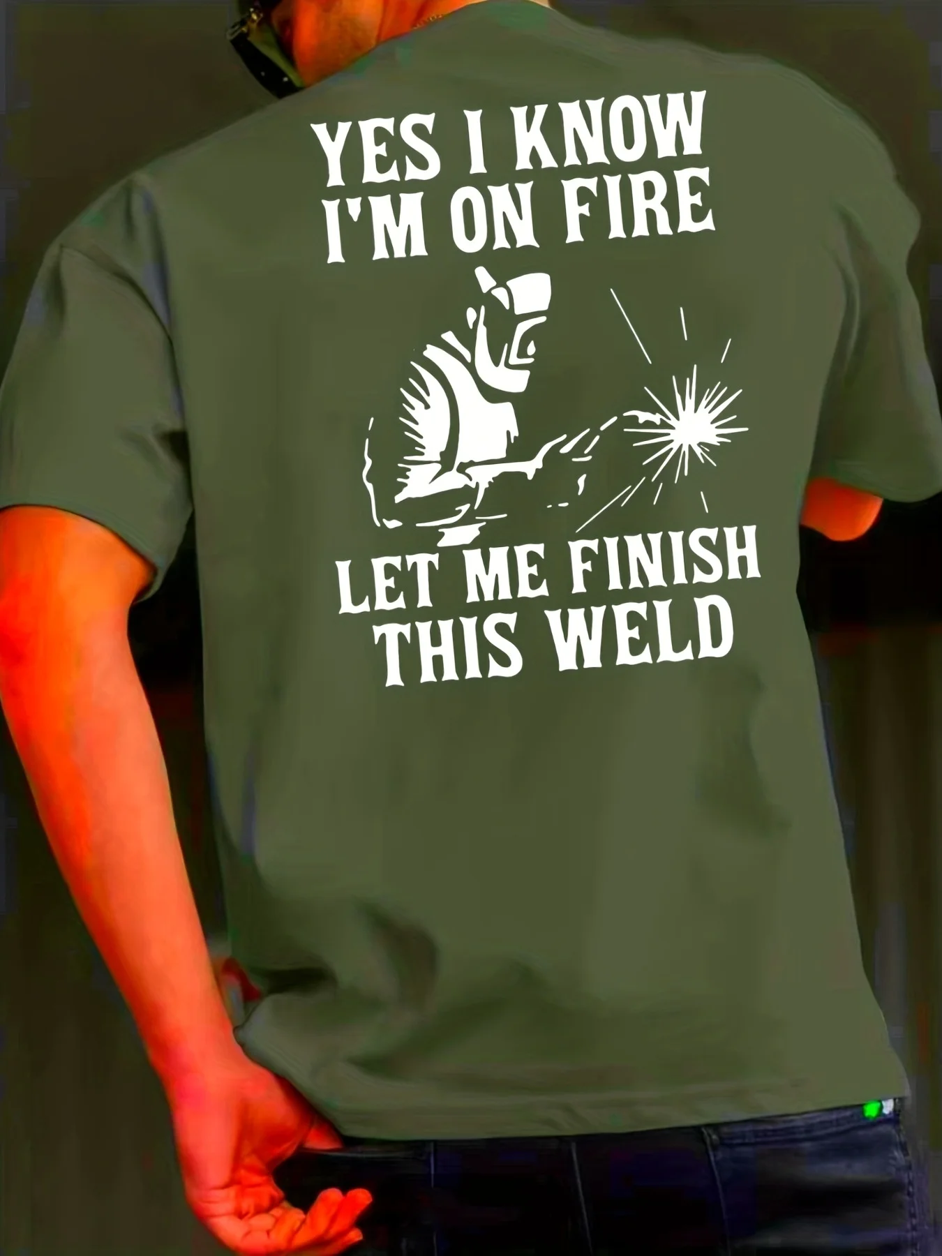 Мужская сварочная футболка On Fire-прочная повседневная легкая в уходе эластичная